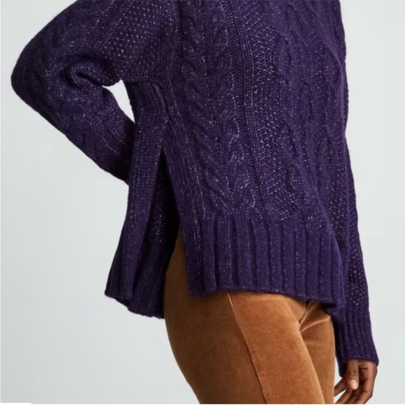 Everlane Cloud Cable Knit Merino Pima Alpaca Wool Crew Neck Sweater Purple Ink - Picture 3 of 9